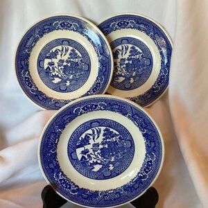 Set of three Vintage Blue Willow Royal China  Salad Plates